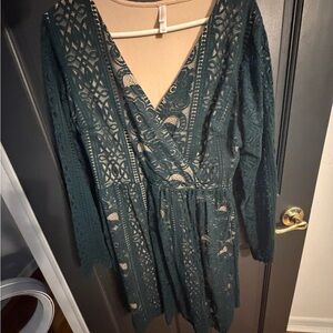 Xhilaration Green Lace Mini Dress